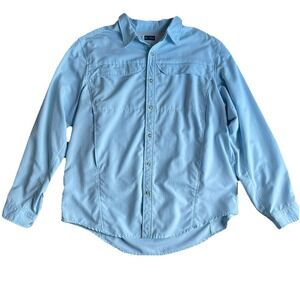 ExOfficio BugsAway Insect-Repellent Blue Button-Up Shirt Outdoors Sports XL***